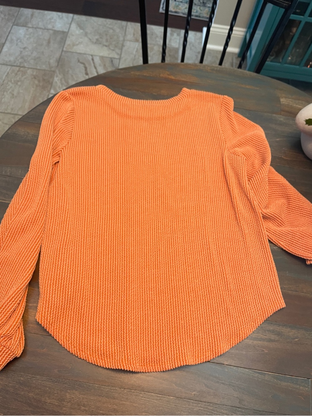 BomBom of California Women's Orange Ribbed Long-Sleeve Top